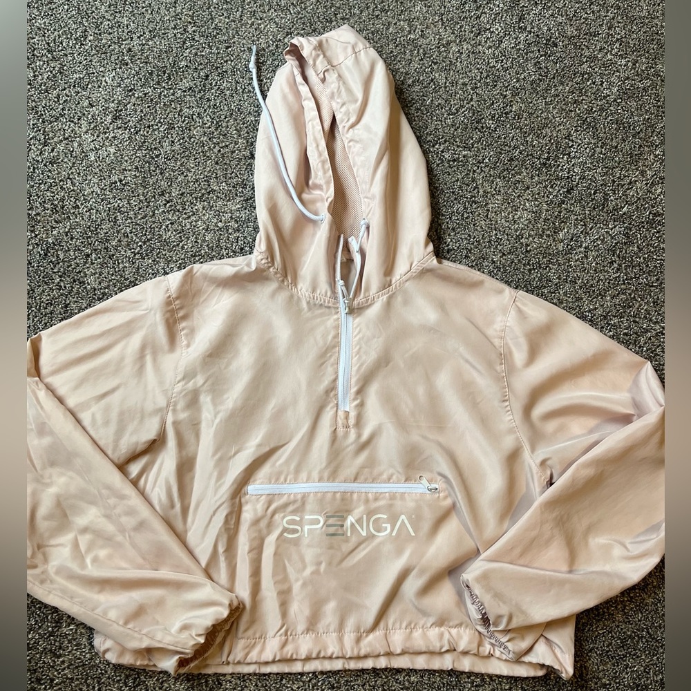 SPENGA crop pink windbreaker - size medium- half zip